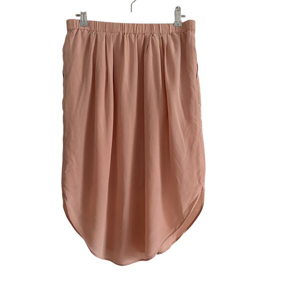 MADEWELL | Powder Pink Silk Island Curved Hem Silk Skirt pull-on | Small - Picture 2 of 6